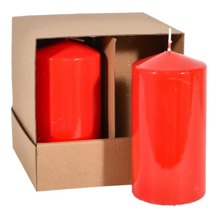 CANDELA MOCCOLO SMALTATA H.150XD.75 MM. ROSSO